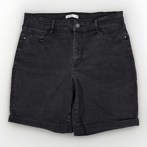 Nine West Kohl's Bermuda Shorts Womens 14 Black High-Waisted Slimming Cuffed Hem